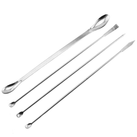 4 Pack Stainless Steel Micro Lab Spatula Scoop Combination, Double Head Reagent Sampling Spoon for Chemistry Powder Cosmetic Laboratory Use