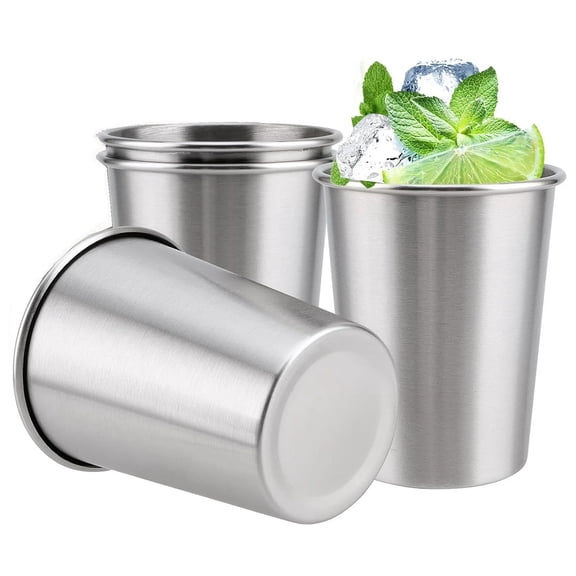 4 Pack Stainless Steel Pint Cups, 8 oz/260ml Stackable Stainless Steel Cups, Reusable Premium Metal Cups for Travel, Camping, Outdoor, Everyday
