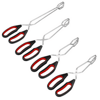 4 Pack Stainless Steel Scissor Metal Tongs Kitchen Tongs for Cooking 9-12inch Heat Resistant Small Scissor for BBQ Grilling Tool for Hot Food