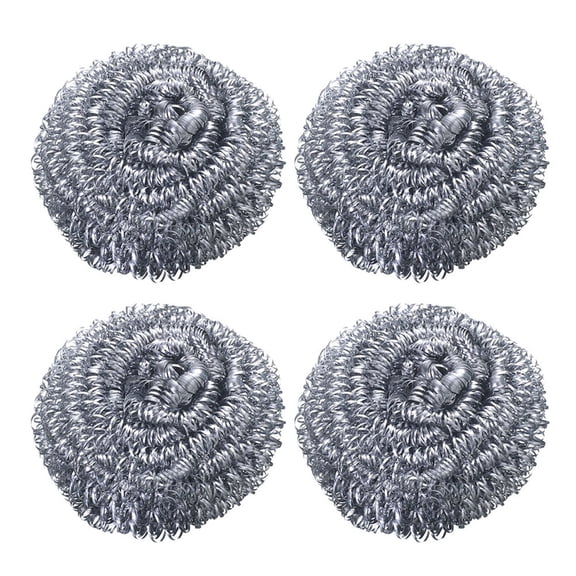 4 Pack Stainless Steel Scrubber Pads for Kitchen Pots Pans Sinks Grills Dishware Cleaning Durable Rustproof Scouring Pads Silver