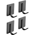 thumbnail image 1 of 4 Pack Stainless Steel Self Adhesive Hooks Heavy Duty Sticky Hooks Extra Strong, Door Wall Coat Hooks, Bathroom Towel Hooks For Hanging Coat Bag Towel Hat Kitchen Supplies, No Drilling - Black, 1 of 6
