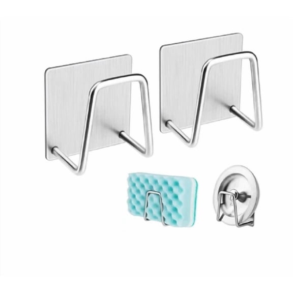 4-Pack Stainless Steel Sink Sponge Holder Adhesive Kitchen Caddy Organizer Set