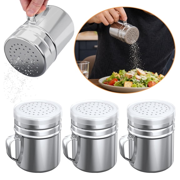 4 Pack Stainless Steel Spice Shakers, Seasoning Dispenser With Plastic Cover and Handle