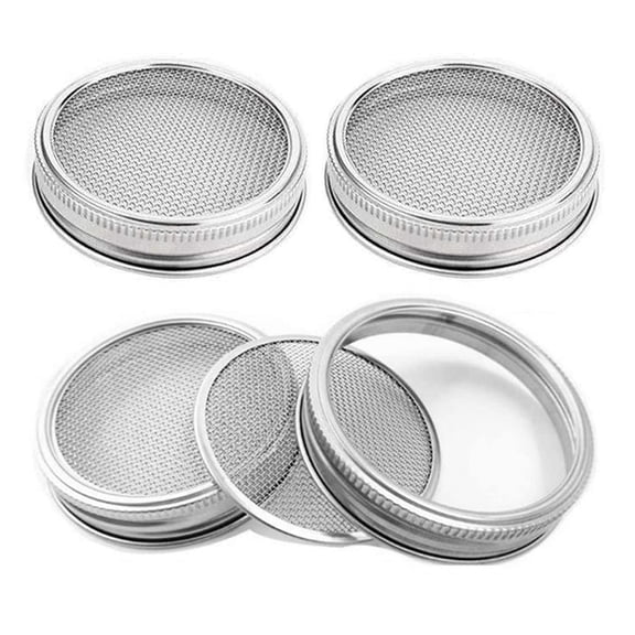 4 Pack Stainless Steel Sprouting Jar Lids, Wide Mouth Mason Jar Lids for Growing Sprouts