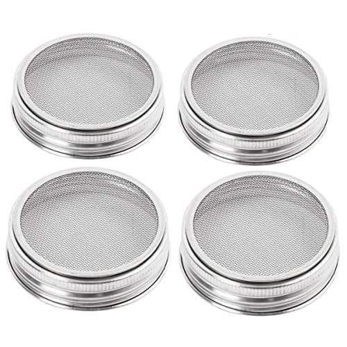 4 Pack Stainless Steel Sprouting Jar Strainer Lids - Regular Mouth Mason Jar Screen Sprouting Kit Lids - for Growing Bean,Broccoli,Alfalfa,Salad Sprouts and More