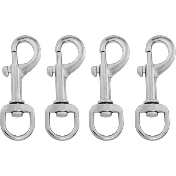 4 Pack Stainless Steel Swivel Eye Bolt Spring Snap Hook, Multi-Purpose Locking Clip for Flagpole Rope Dog Chain Leather Craft Sling Outdoor Accessories