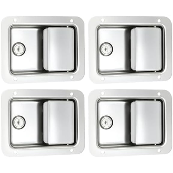 4-Pack Stainless Steel Toolbox Latches with 2 Keys Each, Heavy Duty Door Locks for Trucks, Cars, Vans & Storage Boxes, Waterproof Gasket, Easy Installation$$Tools & Hardware Other
