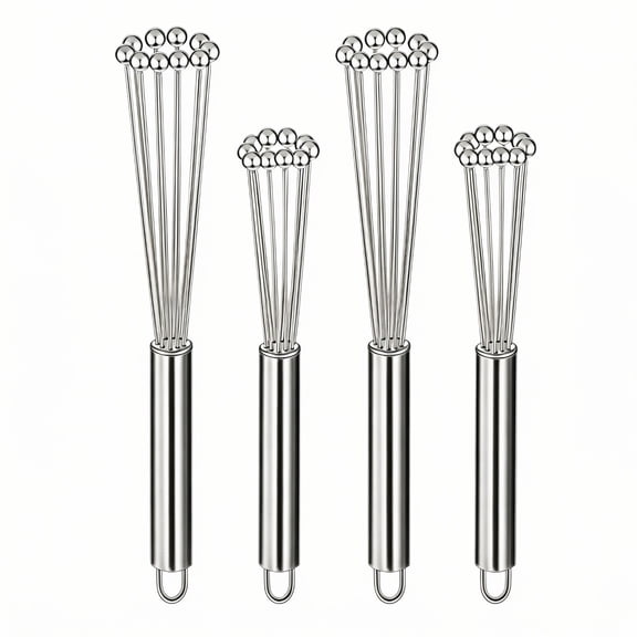 4 Pack Stainless Steel Whisk Set 10 Inch and 12 Inch Kitchen Whisk, Wire Whisks for Cooking, Whisking, Blending, Beating and Stirring