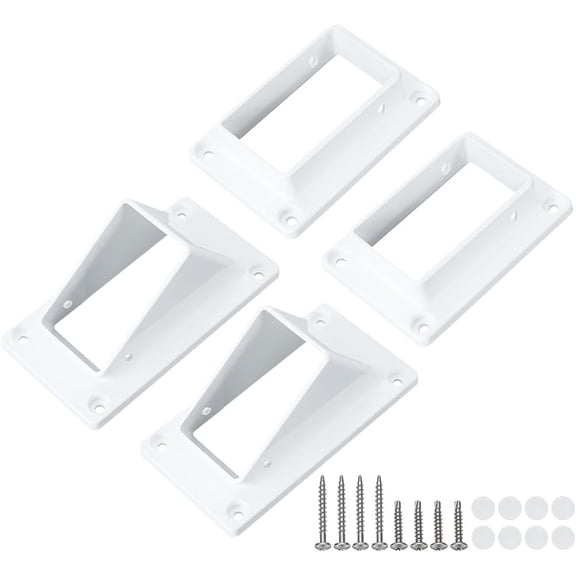 4 Pack Stair Rail Handrail Vinyl Bracket Kit Fence Brackets with Mounting Hardware for Stair Rail Deck Railing Wall Mount Vertical Surface Connection and Repair, White