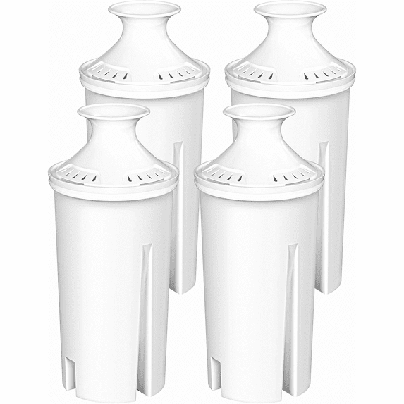 Fil-fresh 4-Pack Standard Water Filter Replacements for Brita Water Pitchers and Dispensers, Reduce Chlorine and Bad Taste, BPA free