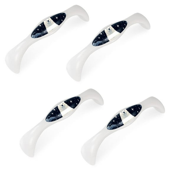 4 Pack Starry Polar Bear Cabinet Knobs for Kitchen Bathroom Closet Dresser Cabinets