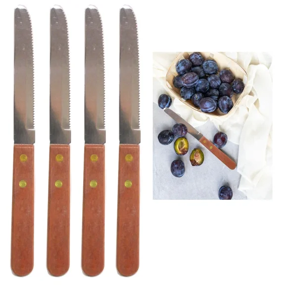 4 Pack Steak Knives Knife Set Kitchen Utensil Home Slice Cutlery Wooden Serrated
