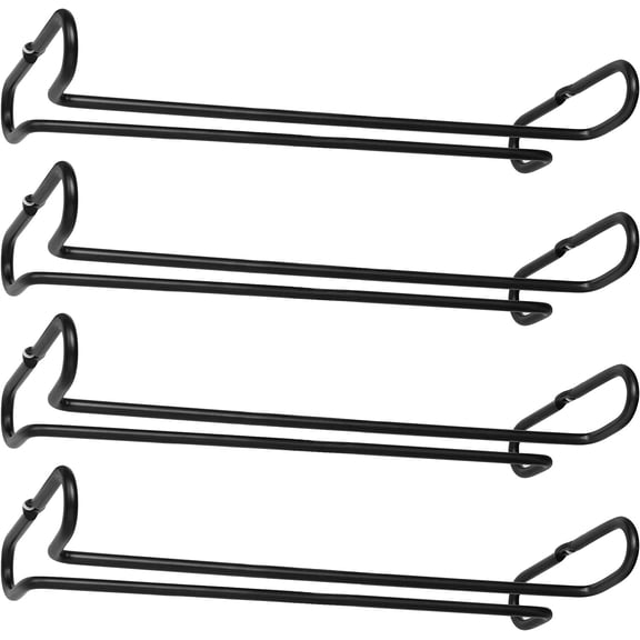 4 Pack Steamware Wine Glass Hanging Rack, Metal Stemware Holder Storage Wall Mount Under Cabinet Kitchen Bar Pub, Black