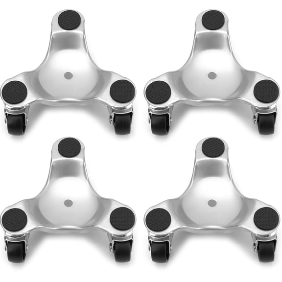 4 Pack Steel Tri-Dolly, 200 lbs Load Capacity 3 Wheel Mover s Dolly for Moving Cabinet, Furniture, Appliances, 6 Inch