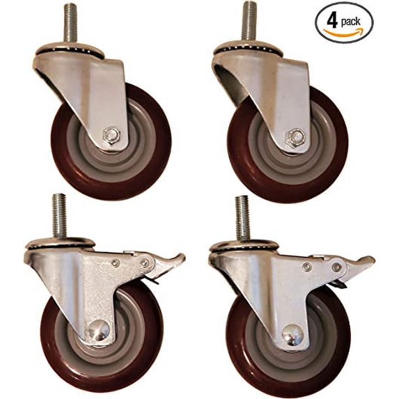 4-Pack Stem Casters (2-Swivel and 2-Braking Swivel) (4-INCH)