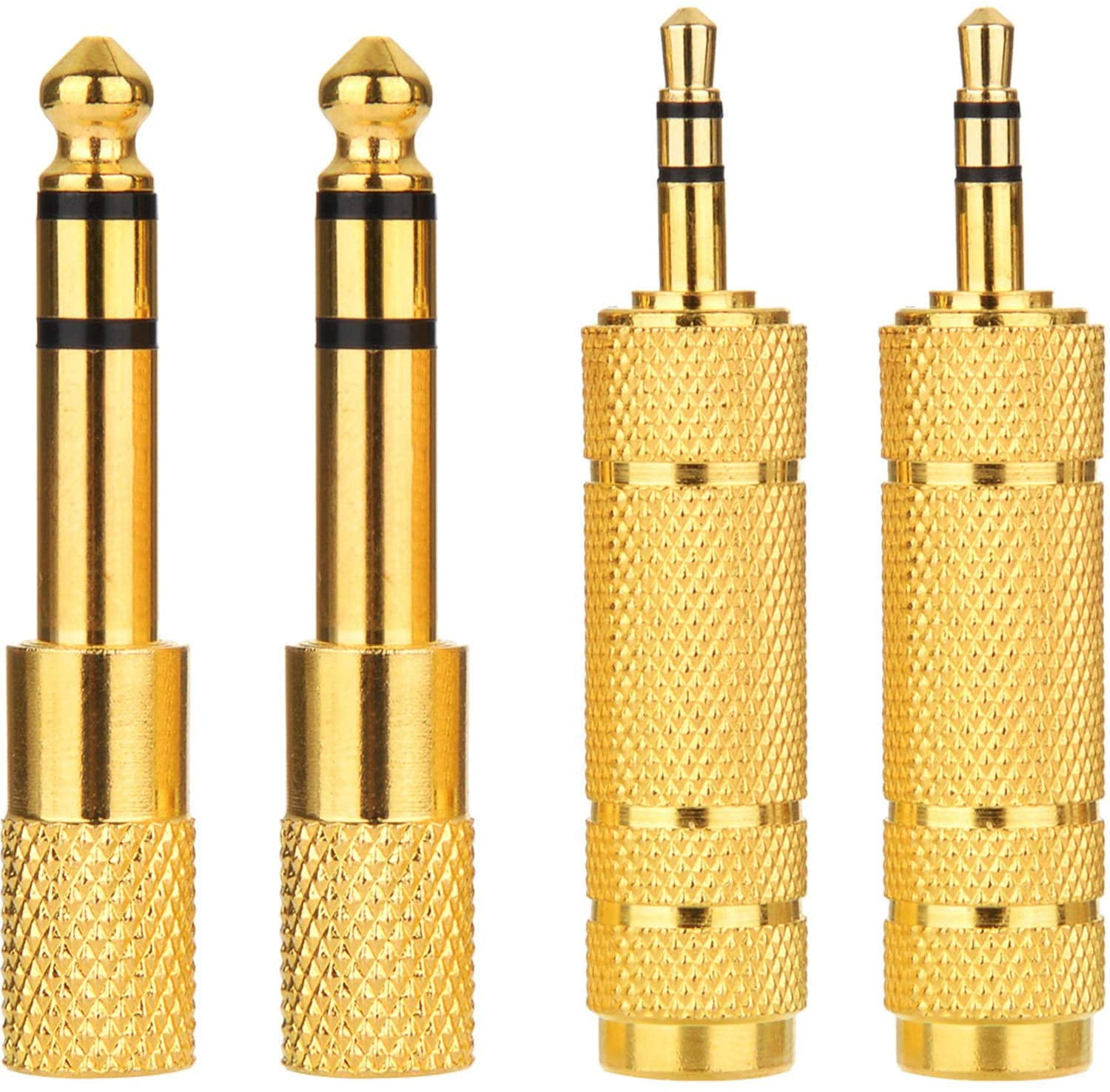 (4Pack) Stereo Audio Plug Adapter, 3.5mm M to 6.35mm F Stereo Pure Copper Adapter, 1/8 Inch