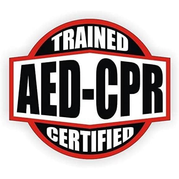 4 Pack - StickerDad AED - CPR Trained Certified V2 - Full Color Printed - (Size: 2" Round Color: RED/Black/White) - Hard Hat, Helmet, Windows, Walls, Bumpers, Laptop, Lockers, etc.