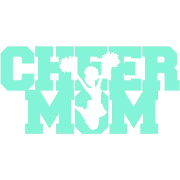 4 Pack - StickerDad® Cheer MOM with Jumper V1 Vinyl Decal - Size: 6", Color: Mint - Windows, Walls, Bumpers, Laptop, Lockers, etc.