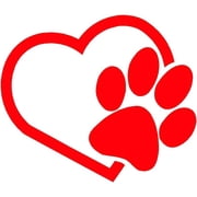 4 Pack - StickerDad  Dog PAW Heart V1 Puppy Love Vinyl Decal by StickerDad  - Size 4", Color RED - Windows, Walls, Bumpers, Laptop, Lockers, etc.