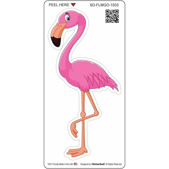 4 Pack - StickerDad Flamingo 1033 Full Color Sticker - (Size: 5") for Cars, Trucks, Windows, Bumpers, Laptop, Lockers, etc.