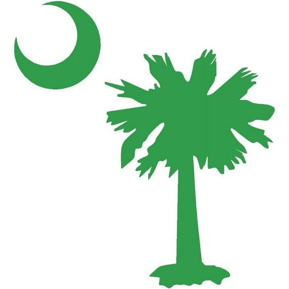 4 Pack - StickerDad® SC Palmetto Tree Moon Vinyl Decal - Size: 5", Color: Green - Windows, Walls, Bumpers, Laptop, Lockers, etc.