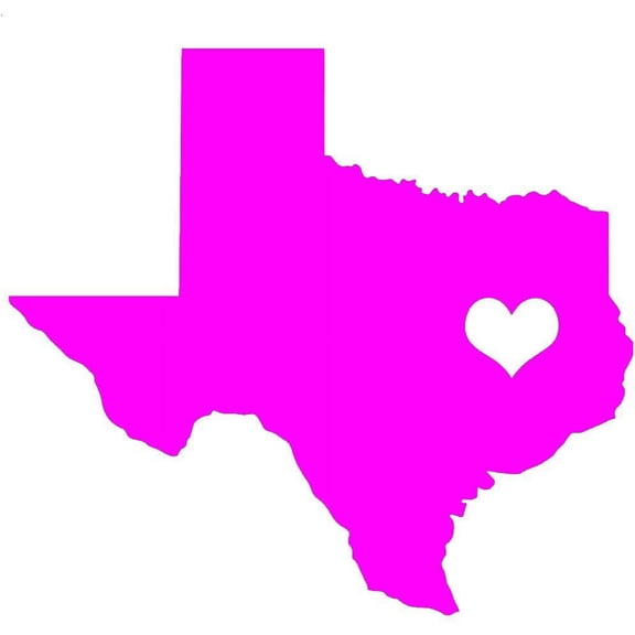 4 Pack - Texas Love State Silhouette w/Heart V1 Vinyl Decal by stickerdad - Size: 6", Color: HOT Pink - Windows, Walls, Bumpers, Laptop, Lockers, etc.