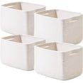 thumbnail image 1 of 4 Pack Storage Baskets for Organizing, Woven Basket with Handles, 12.5"Lx9.1"Wx7.9"H, White, 1 of 7