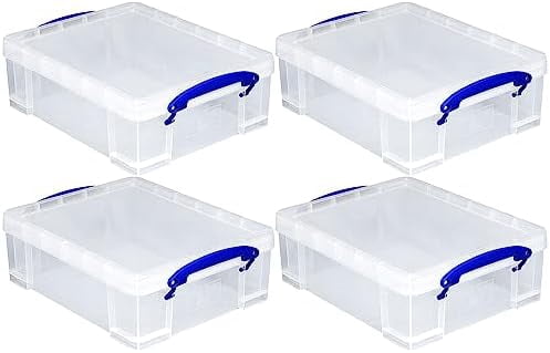4 Pack Storage Bins, Clear Plastic Stackable Organizing Totes, 8.1 ...