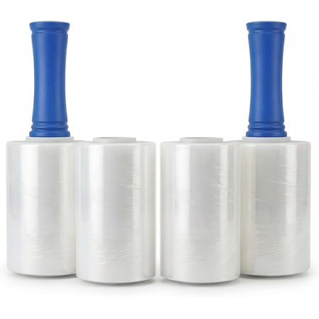 4 Pack Stretch Wrap for Moving, 5 Inch x 1000ft 80 Gauge, Heavy Duty Clear Plastic Wrap with Handles, Packing, Shipping, Pallet & Furniture Protection