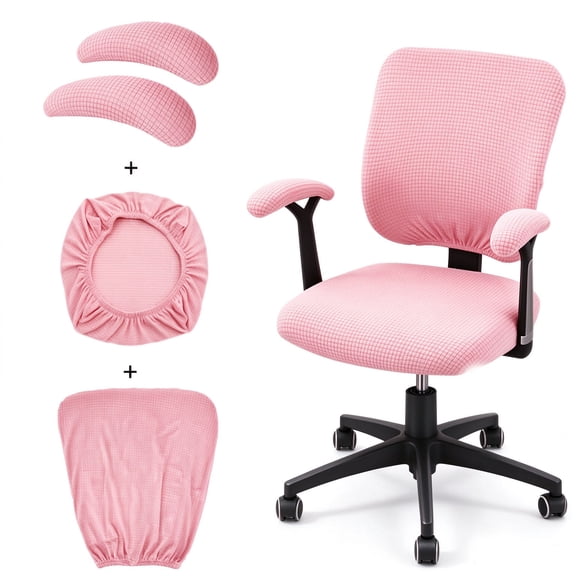 4 Pack Stretchable Office Chair Covers, Universal Protective Slipcovers for Seat, Backrest and Armrests, Fit for Rotating Desk Chairs