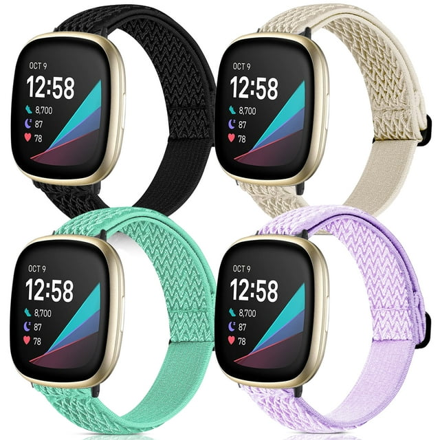 4 Pack Stretchy Bands Compatible with Fitbit Versa 3 / Fitbit Sense