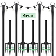 4 Pack String Light Poles,10 Ft Light Poles for Outdoor with Fork,Metal Poles Stand for Patio Deck Backyard