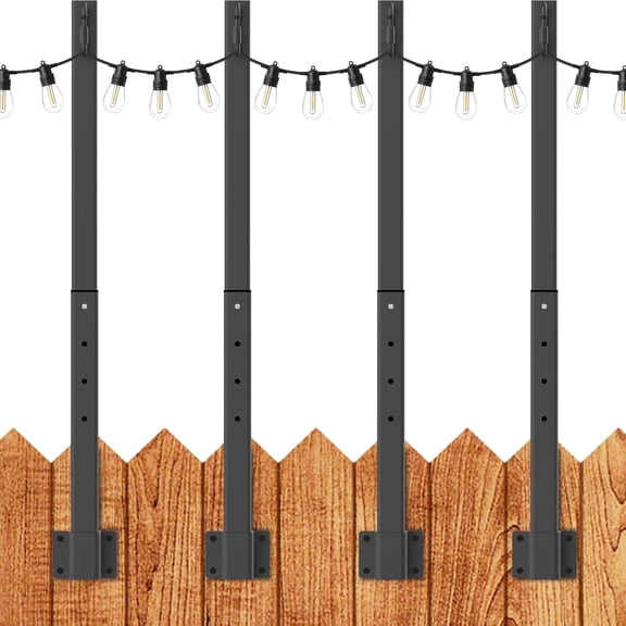 String Light Poles Light Poles for Outside String Lights,Outdoor Lights Pole with Fork,Metal Poles Stand for Patio Deck Backyard(4pack 2.8ft)