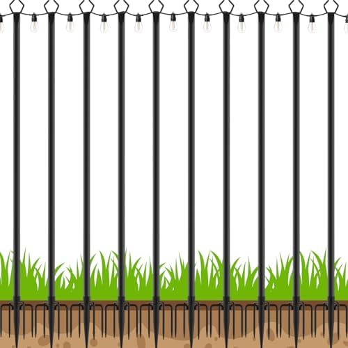 OHLUX 4 Pack String Light Poles 10FT, Light Poles For Outside String