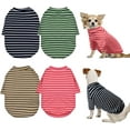thumbnail image 1 of 4 Pack Striped Dog Shirts Waffle Dog Clothes for Small Medium Dogs, Stretchy Dogs Boy Girl Dog T-Shirts Lightweight, Soft and Breathable Puppy Kitten Dog Shirts for Chihuahua, 1 of 6