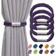 thumbnail image 1 of 4 Pack Strong Magnetic Curtain Tiebacks Boho Decoration Drape Tie Backs Natural Cotton Handmade Double Rope Curtain Holdbacks for Thin or Thick Home & Office Window Drapery (Purple), 1 of 3