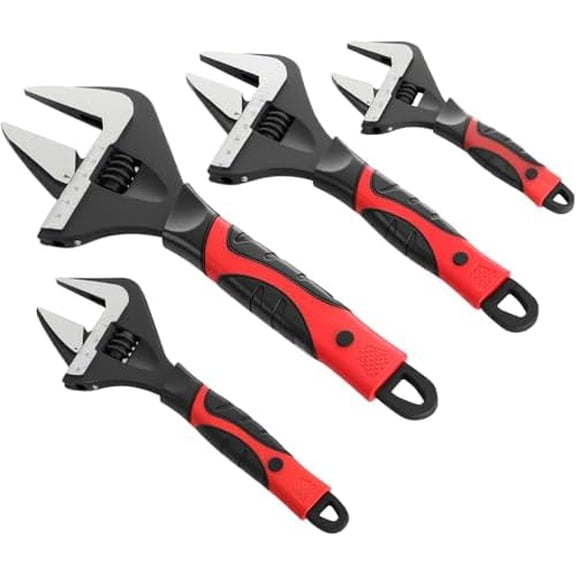 4 Pack Stubby Adjustable Wrench, 6" 8" 10" 12" Plumbing Wrench Set Dual Scale With Metric and SAE Plumbing Wrenches, Deep Jaw Wide Opening With Soft Grip Handle$$Tools & Hardware Other