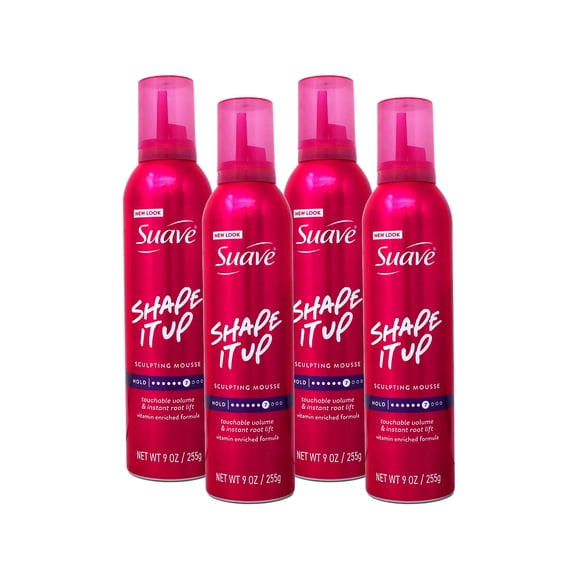 4 Pack Suave Extra Hold 7 Shaping Mousse 9oz Each