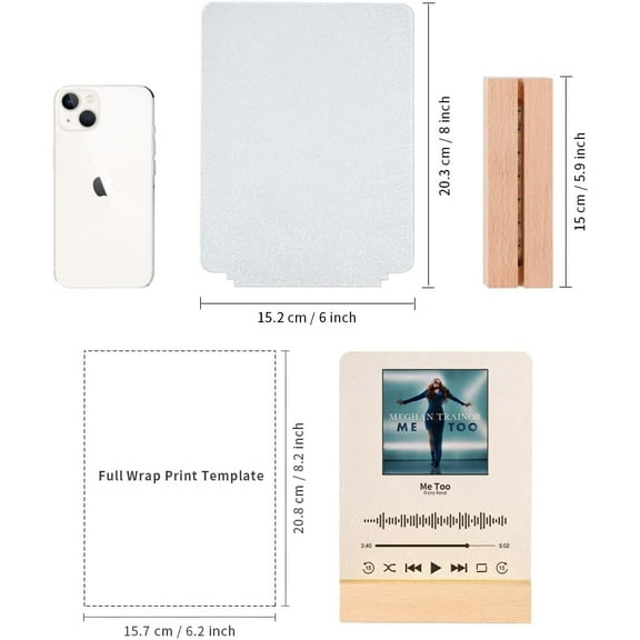 4 Pack Sublimation LED Acrylic Photo Frames Night Lights Glitter Blanks 6" x 8" with Wood Stand for Heat Press Machine Printing