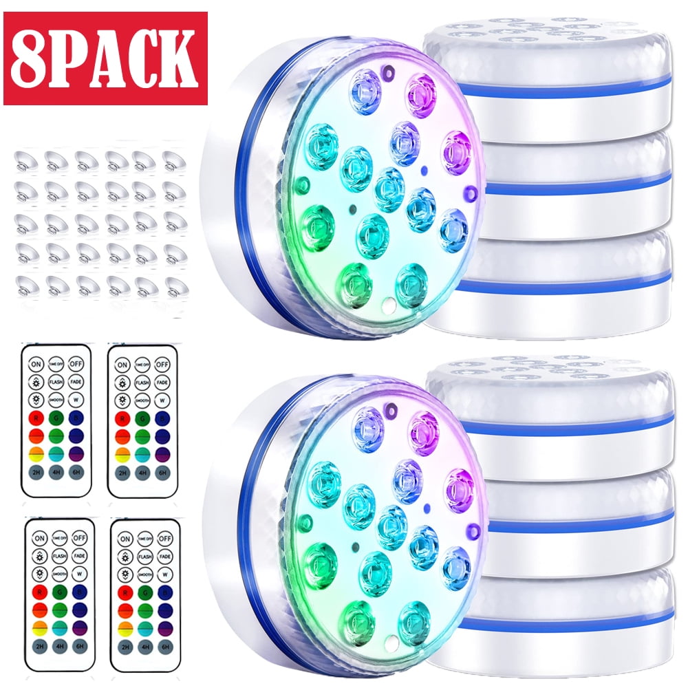 4 Pack Submersible LED Pool Lights, Upgraded 16 Colors for Above Ground