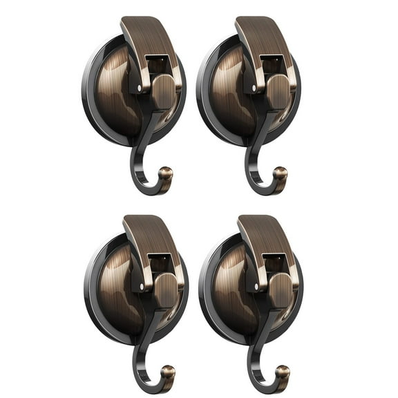 4 Pack Suction Cup Hooks, Large Shower Suction Hooks, Heavy Duty Reusable Window Glass Vacuum Hooks Kitchen Bathroom Wall Hanger for Towel Loofah Sponge Bathrobe Christmas Wreath