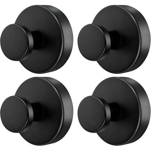 4 Pack Suction Cup Hooks, Removable Stainless Steel Drill-Free Heavy Duty Strong Suction, Reusable Waterproof Hooks for Bathroom Kitchen Mirror Tile Glass, Wall Hooks for Hanging Towels Keys(Black)