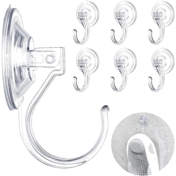 4-Pack Suction Cup Hooks for Shower, Extra Large Clear 1.9" Shower Suction Hooks, Heavy Duty 18 Lb, Reusable & Removable Plastic Wreath Hanger for Windows, Glass, Bathroom, Loofah, No Tools, No Damag