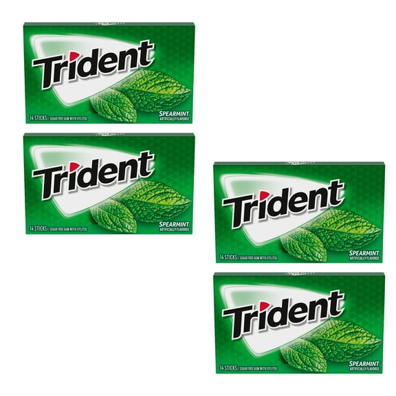 4 Pack Sugar-Free Chewing Gum | Trident Spearmint Flavour Gum - 14 Pieces Per Pack |Buy from RADYAN