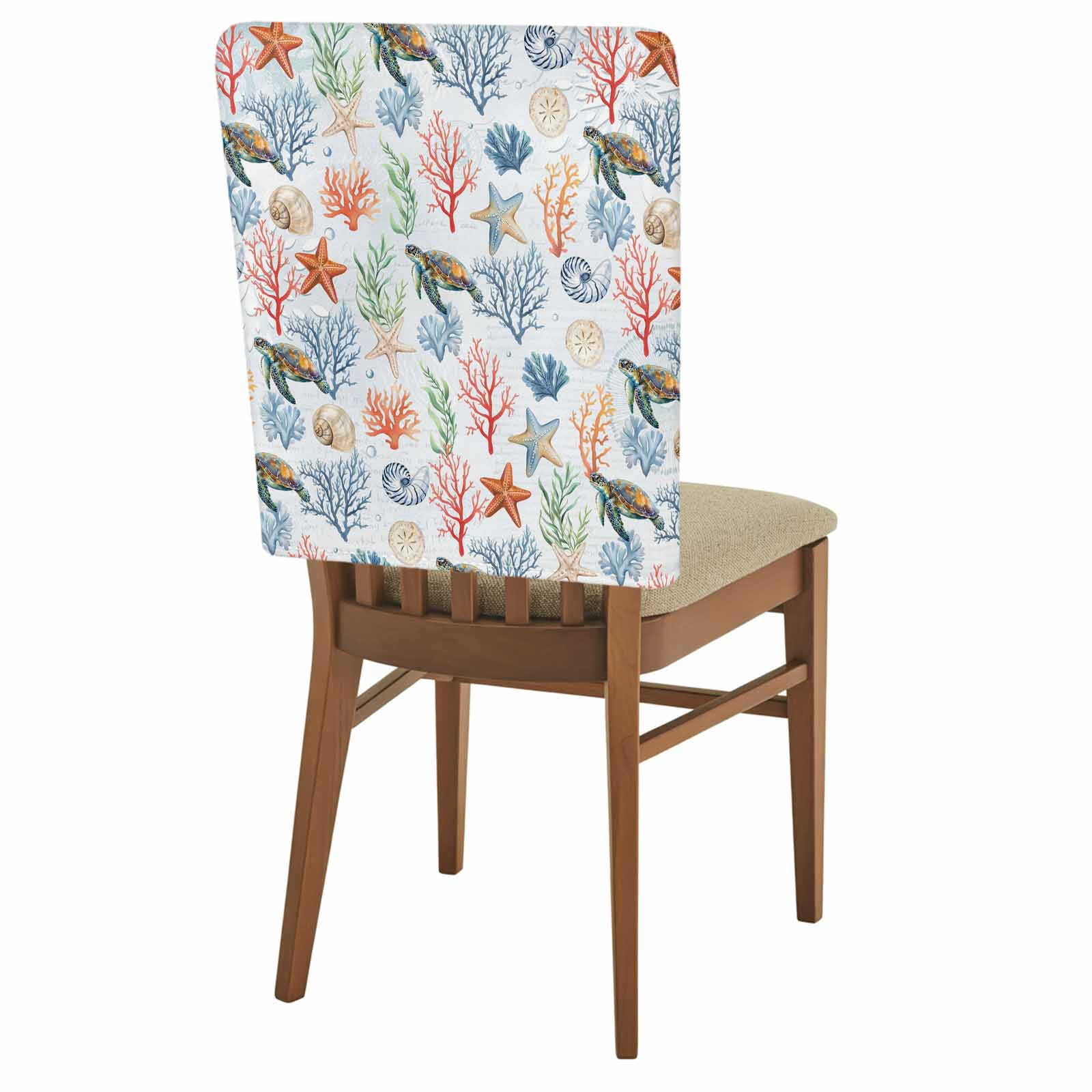 Turtle Shell Chair 4 Pack Summer Ocean Chair Back Covers Blue Nautical Sea Turtles Shells ...