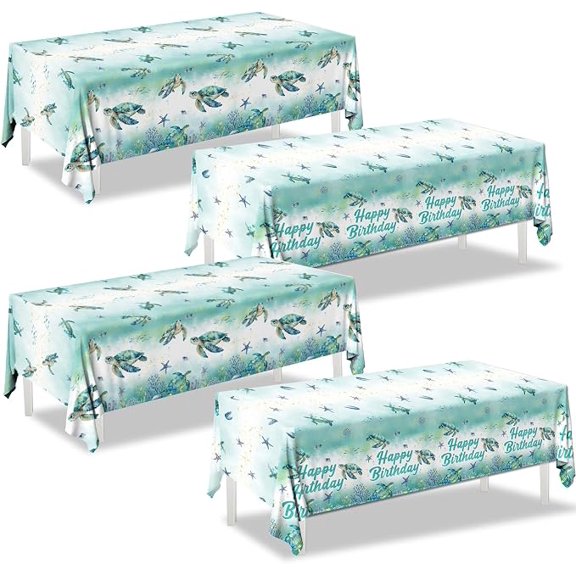 4 Pack Summer Ocean Turtle Party Tablecloths 51 x 86 Inches