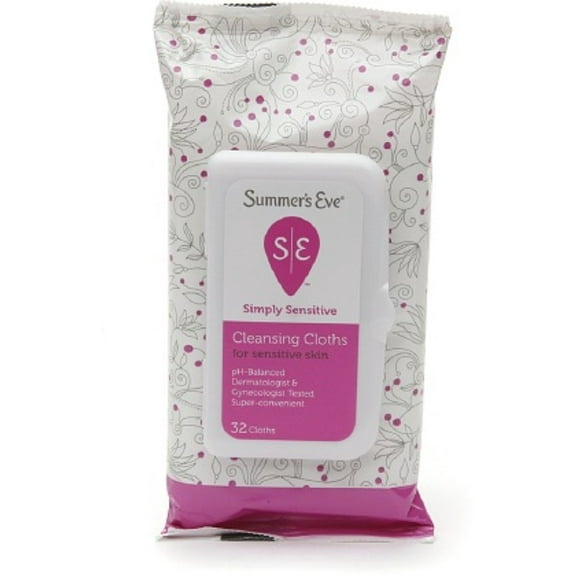 4 Pack - Summer's Eve Cleansing Cloths for Sensitive Skin, Simply Sensitive 32 ea