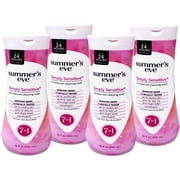 4 Pack - Summer’s Eve Simply Sensitive Daily Feminine Wash, Removes Odor, pH Balanced, 15 fl oz
