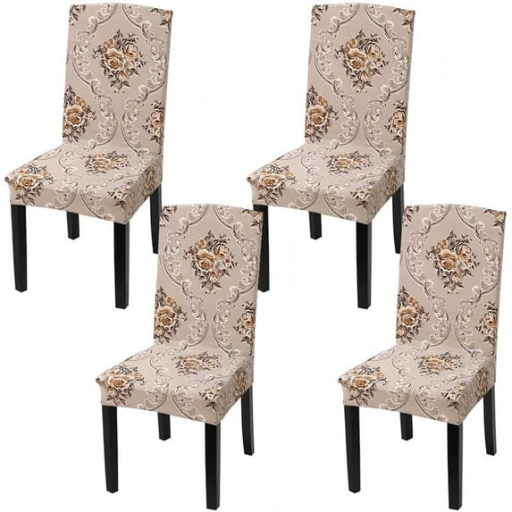 4 Pack Super Fit Stretch Removable Washable Short Dining Chair Protector Cover Seat Slipcover for Hotel, Dining Room, Ceremony, Banquet Wedding Party