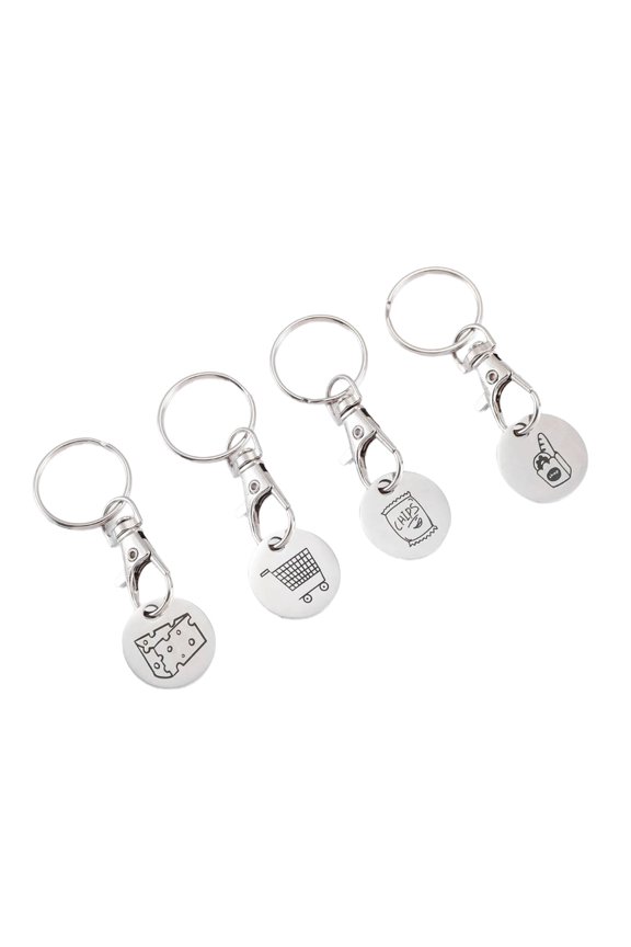 4 Pack Supermarket Trolley Tokens Keychain Unique Shopping Cart Coin Keyring Shopping Trolley Key Holder for Daily